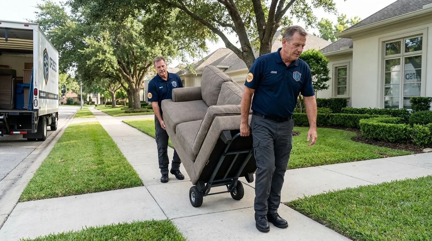 Local residential moving crew loading furniture in Moraga, CA